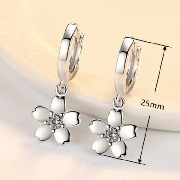 Women Cute Cubic Zirconia Anniversary Jewelry 925 Silver Drop Earrings Gifts - Picture 2 of 2